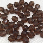 50 Brown Czech Fire Polished Glass Beads - Sea Beads