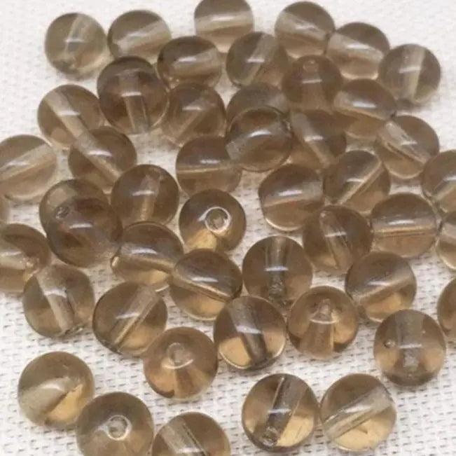 50 Brown Czech Round Glass Beads - Sea Beads