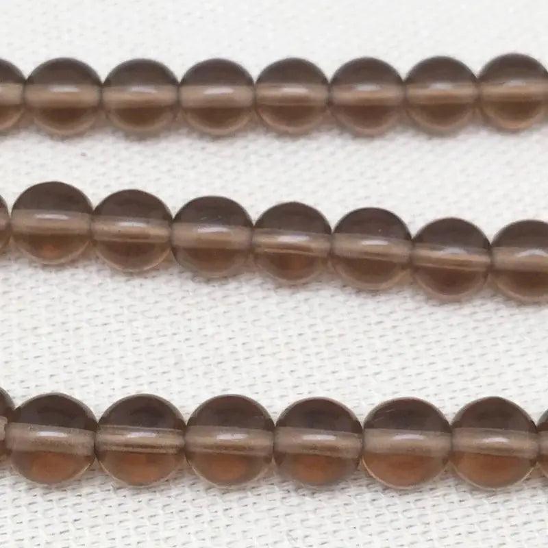 50 Brown Czech Transparent Round Glass Beads - Sea Beads