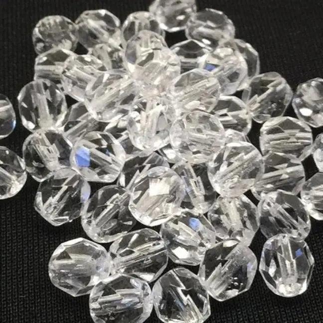 50 Clear Czech Faceted Glass Beads - Sea Beads