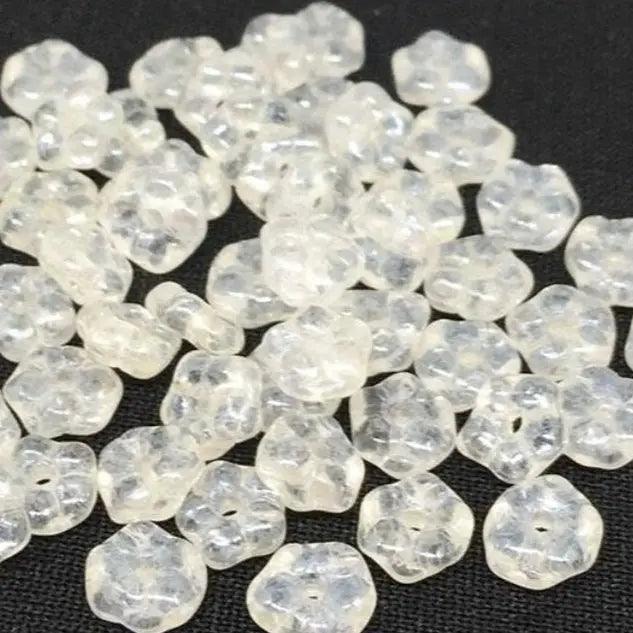 50 Clear Czech Flower Dainty Luster Glass Beads - Sea Beads