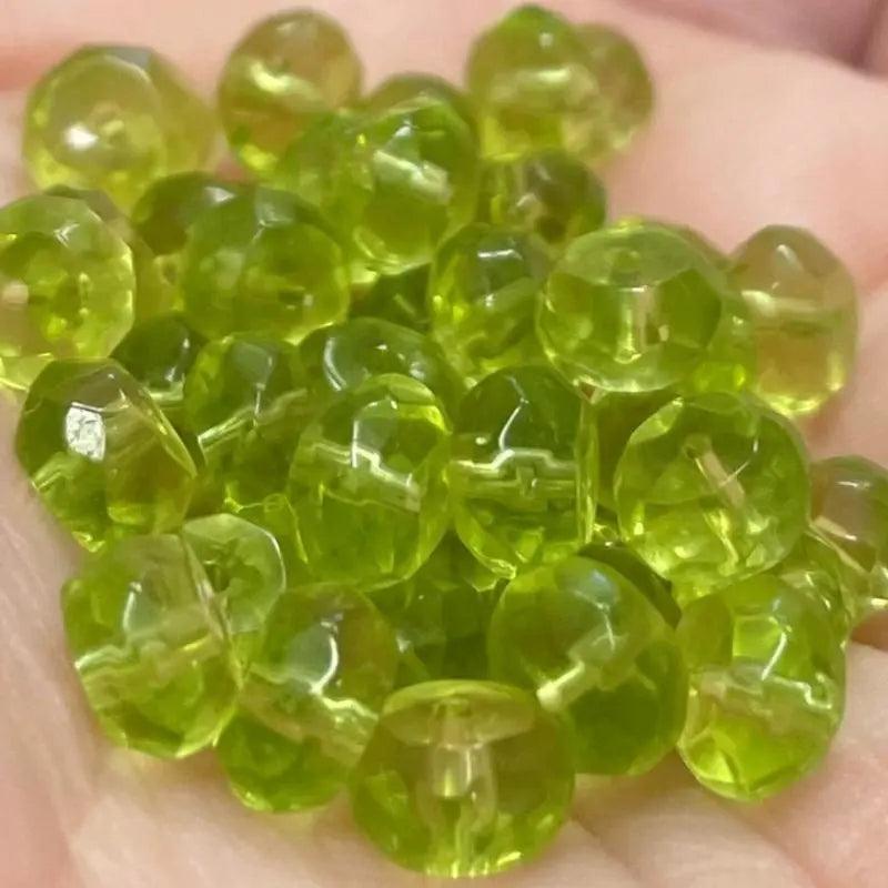 50 Green Apple Czech Faceted Rondelle Glass Beads - Sea Beads