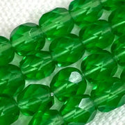 50 Green Czech Fire Polished Glass Beads - Sea Beads