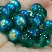 50 Green Emerald AB Czech Glass Beads - Sea Beads