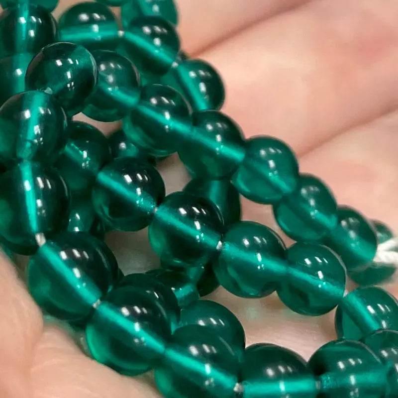 50 Green Emerald Green Czech Round Glass Beads - Sea Beads