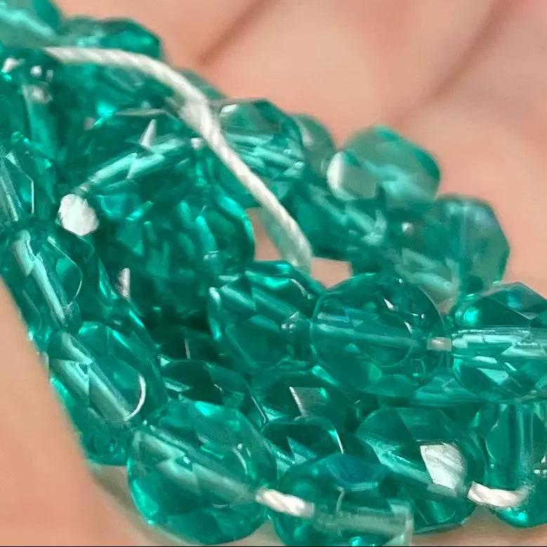 50 Green Zircon Light Czech Fire Polished Glass Beads - Sea Beads