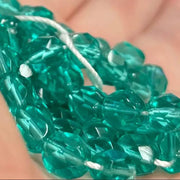 50 Green Zircon Light Czech Fire Polished Glass Beads - Sea Beads