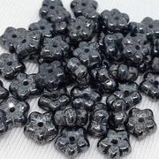 50 Gunmetal Czech Flower Glass Beads - Sea Beads