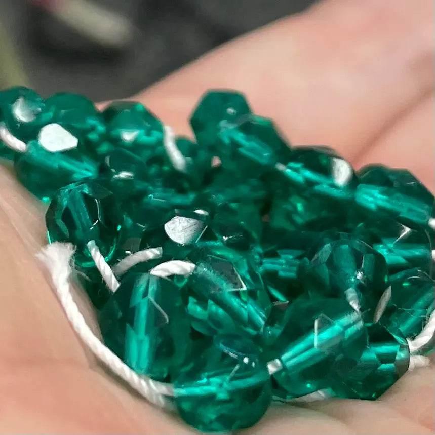 50 Light Emerald Czech Fire Polished Glass Beads 6mm - Sea Beads