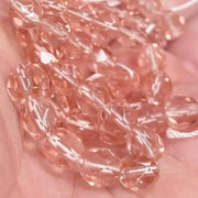 50 Peach Pink Czech Fire Polished Transparent Glass Beads - Sea Beads