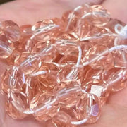 50 Peach Pink Czech Fire Polished Glass Beads - Sea Beads