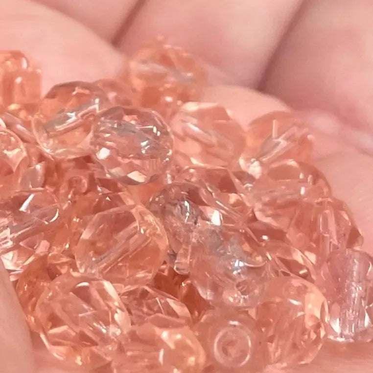 50 Peachy Pink Czech Faceted Glass Beads - Sea Beads