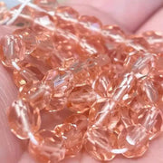 50 Peachy Pink Czech Fire Polished Glass Beads - Sea Beads