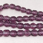 50 Purple Amethyst Czech Fire Polished Glass Beads - Sea Beads