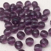 50 Purple Czech Transparent Round Glass Beads - Sea Beads