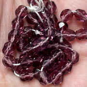 50 Purple Dark Amethyst Czech Fire Polished Glass Beads - Sea Beads