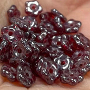 50 Red Ruby Czech Luster Dainty Flower Glass Beads - Sea Beads