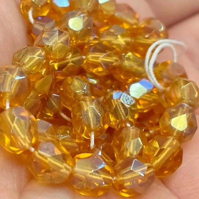 50 Topaz AB Czech Fire Polished Glass Beads - Sea Beads