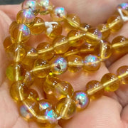 50 Topaz AB Czech Round Glass Beads - Sea Beads