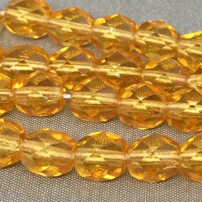 50 Topaz Czech Fire Polished Glass Beads - Sea Beads