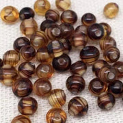 50 Topaz Striped Japan Round Glass Beads - Sea Beads