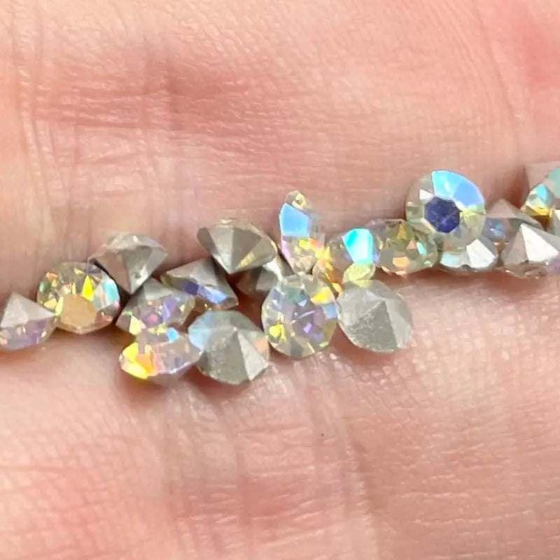 50 Vintage AB Clear Swarovski Crystal Round Stones - Sea Beads