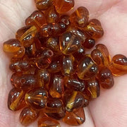 50 Vintage Amber Heart Glass Beads - Sea Beads