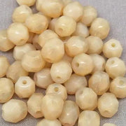 50 Vintage Beige Czech Opal Fire Polished Glass Beads - Sea Beads