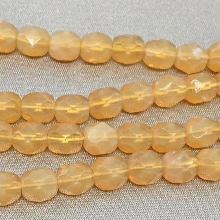 50 Vintage Beige Topaz Czech Opal Glass Beads - Sea Beads