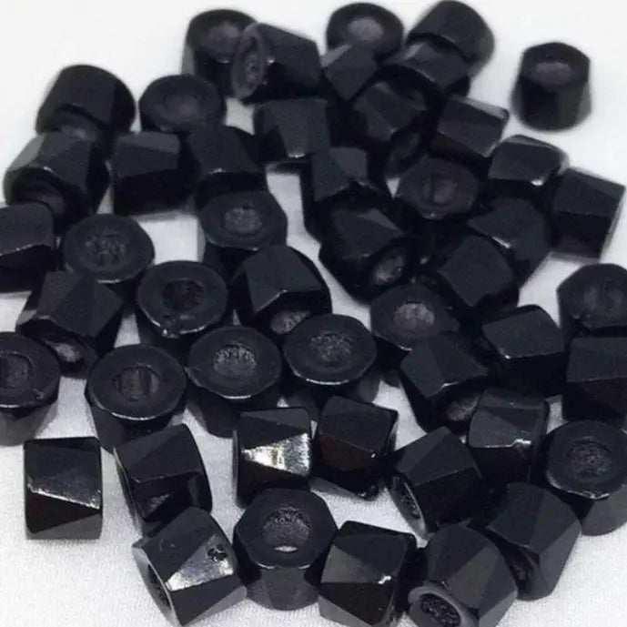 50 Vintage Black Czech Faceted Rocaille Glass Beads - Sea Beads