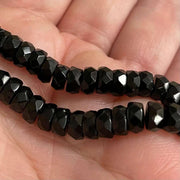 50 Vintage Black Czech Heishi Rondelle Glass Beads - Sea Beads