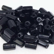 50 Vintage Black Czech Tubular Glass Beads - Sea Beads