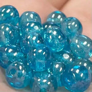 50 Vintage Blue Aqua Czech Round Luster Glass Beads - Sea Beads