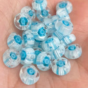 50 Vintage Blue Aqua Millefiori Coin Glass Beads - Sea Beads