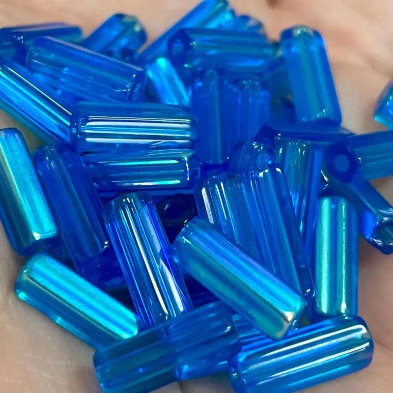50 Vintage Blue Capri AB Czech Glass Beads - Sea Beads