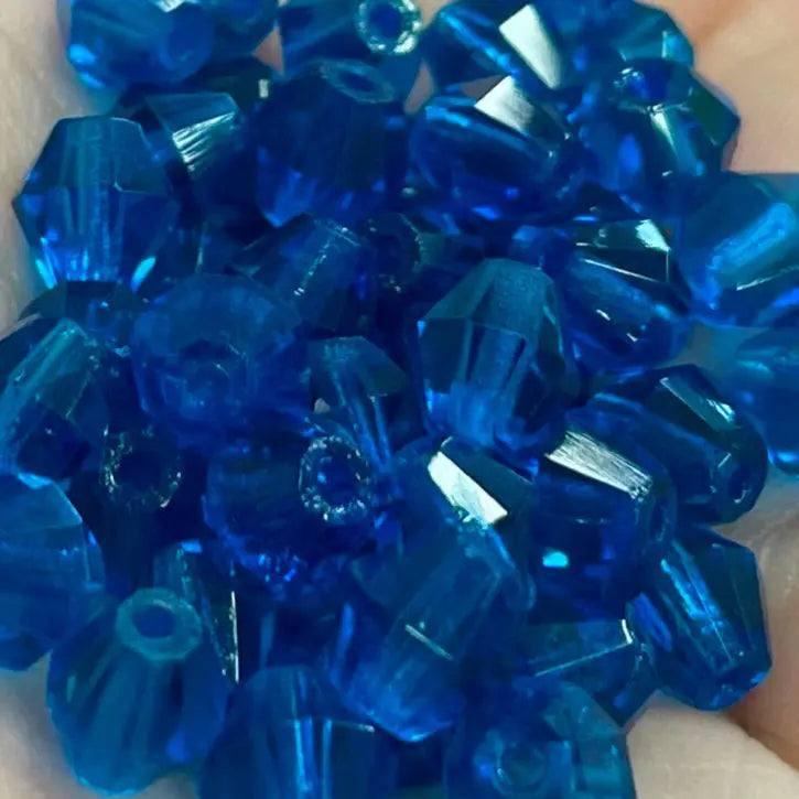 50 Vintage Blue Capri Czech Bicone Glass Beads - Sea Beads