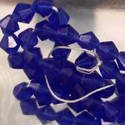 50 Vintage Blue Cobalt Bicone Faceted Glass Beads - Sea Beads