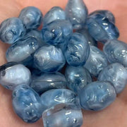 50 Vintage Blue Czech Dimpled Oval Glass Beads - Sea Beads