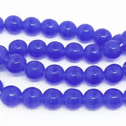 50 Vintage Blue Czech Opal Round Glass Beads - Sea Beads