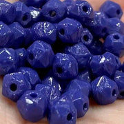 50 Vintage Blue Dark English Cut Glass Beads - Sea Beads