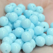 50 Vintage Blue Baby Light Czech Round Glass Beads - Sea Beads