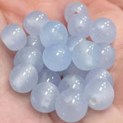 50 Vintage Blue Light Japan Round Opal Glass Beads - Sea Beads