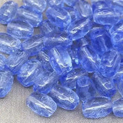 50 Vintage Blue Sapphire Czech Baroque Oval Glass Beads - Sea Beads