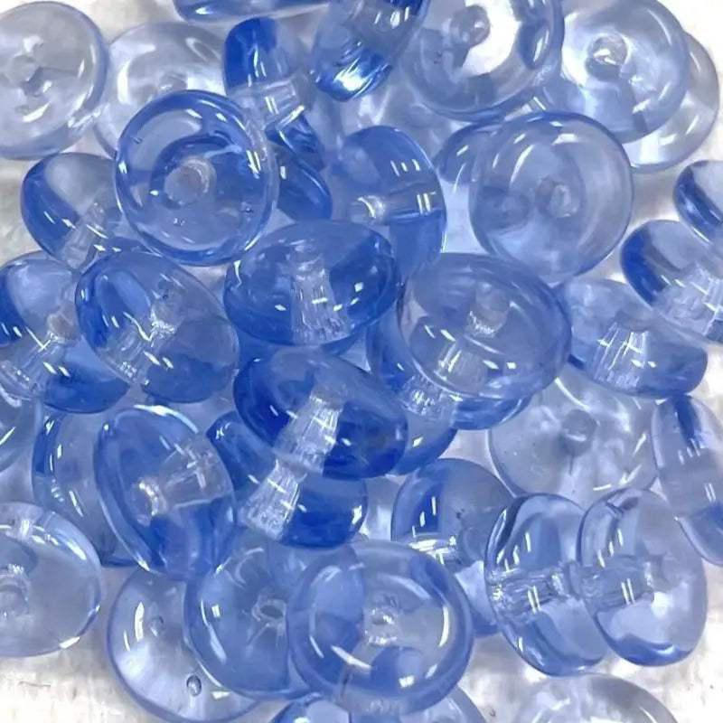 50 Vintage Blue Sapphire Light Rondelle Disc Glass Beads - Sea Beads