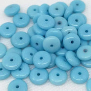 50 Vintage Blue Turquoise Czech Rondelle Glass Beads - Sea Beads