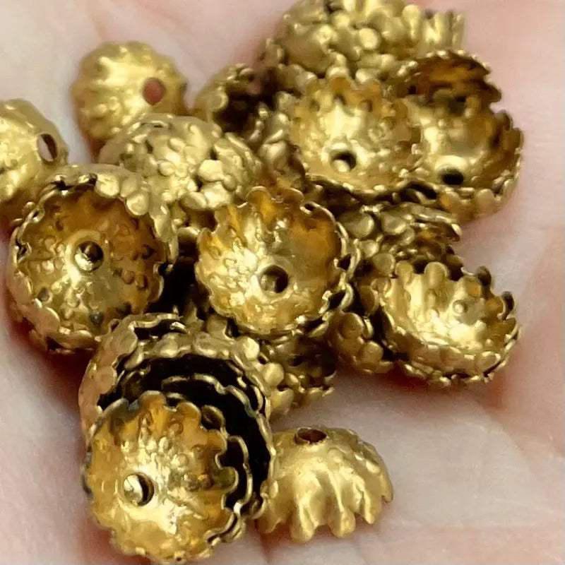 50 Vintage Brass Metal Bead Caps - Sea Beads
