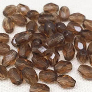 50 Vintage Brown Czech Faceted Oval Glass Beads - Sea Beads