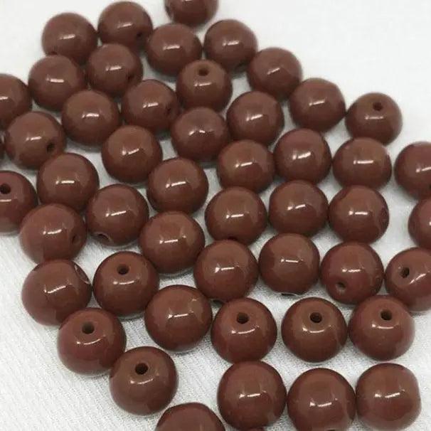 50 Vintage Brown Czech Round Glass Beads - Sea Beads