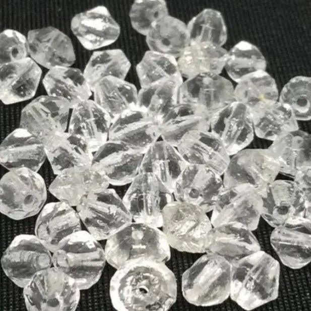 50 Vintage Clear Rivoli Bicone Mixed Glass Beads - Sea Beads