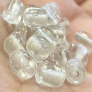50 Vintage Clear Transparent Barrel Glass Beads - Sea Beads